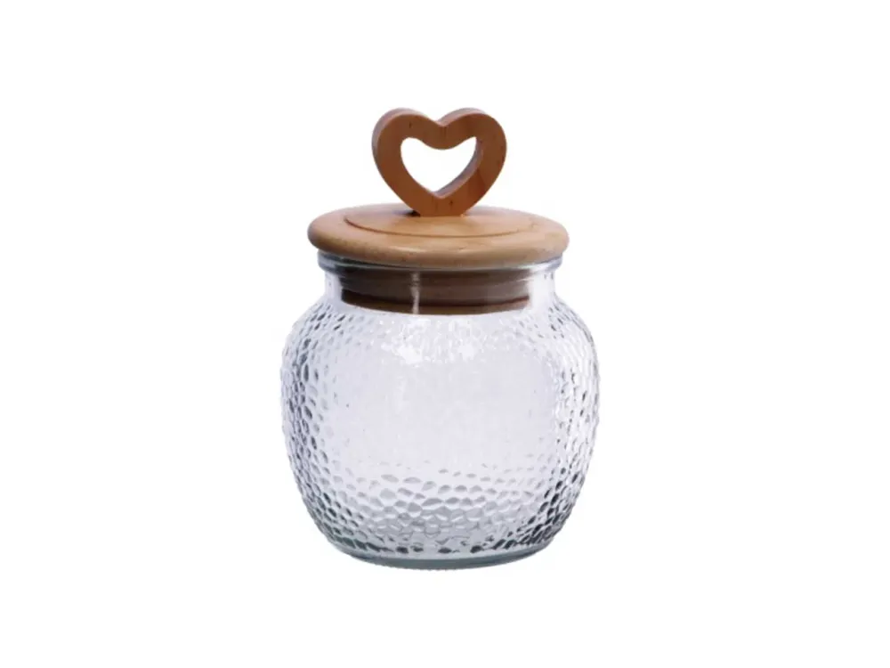 Barattolo ermetico vetro e legno trasparente e naturale 11x15 cm - AD Trend