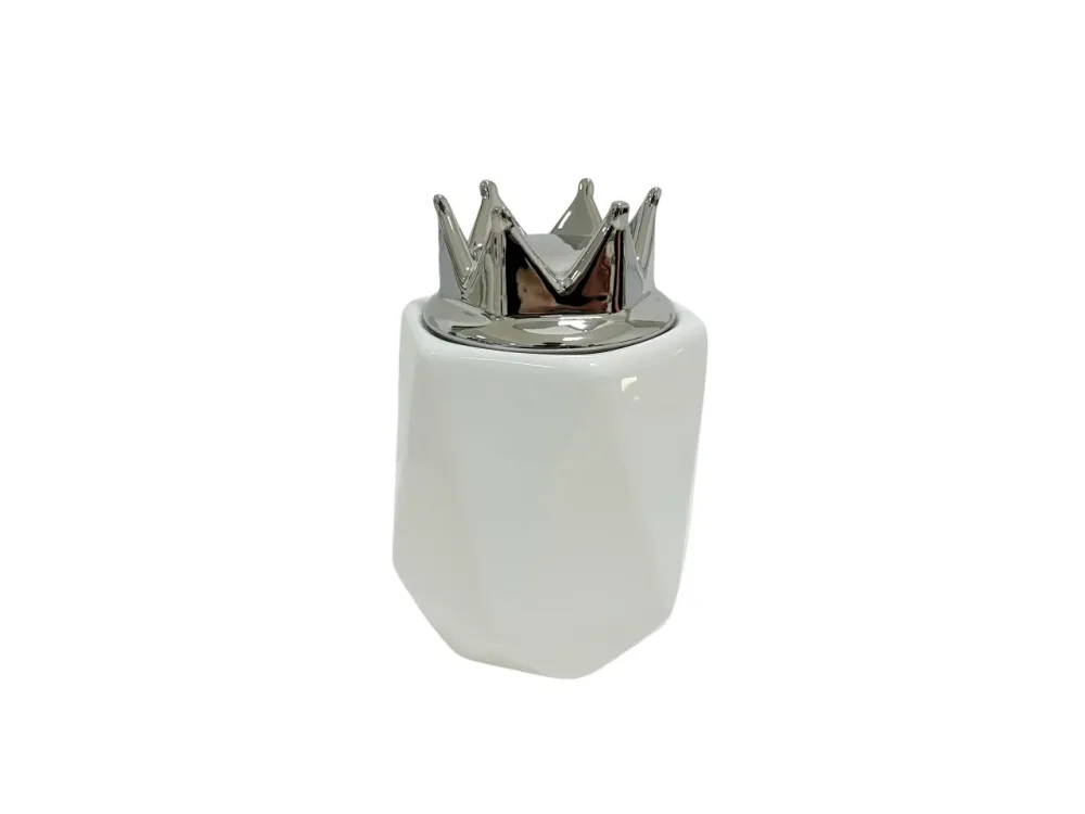 Barattolo porcellana bianco con tappo corona argento 1100ml