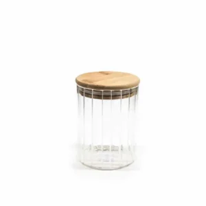 Barattolo vetro con coperchio bamboo 500ml d.9xh.12cm