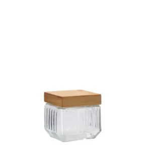 Barattolo vetro trasparente con coperchio bambu 11x11xh11cm