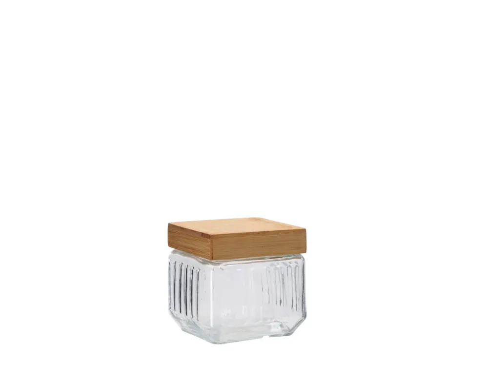 Barattolo vetro trasparente con coperchio bambu 11x11xh11cm