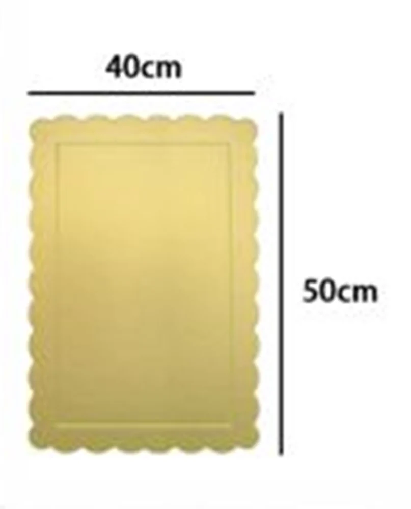 Base Per Torta Rettangolare Piatto Sottotorta Dorato 40x50 Cm Con Bordino 31158