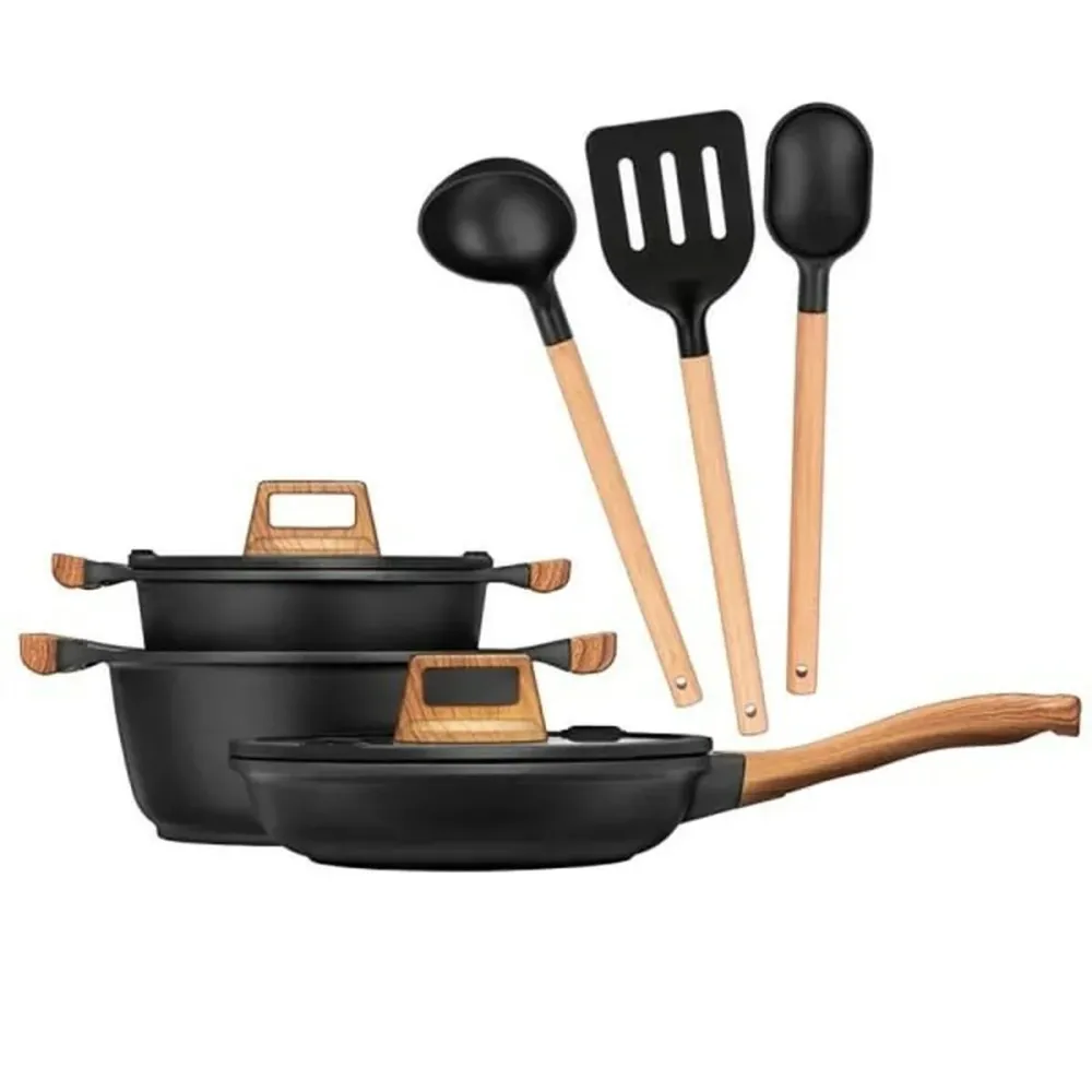 Batteria da Cucina Smile MGK-23 Nero Legno 7 Pezzi