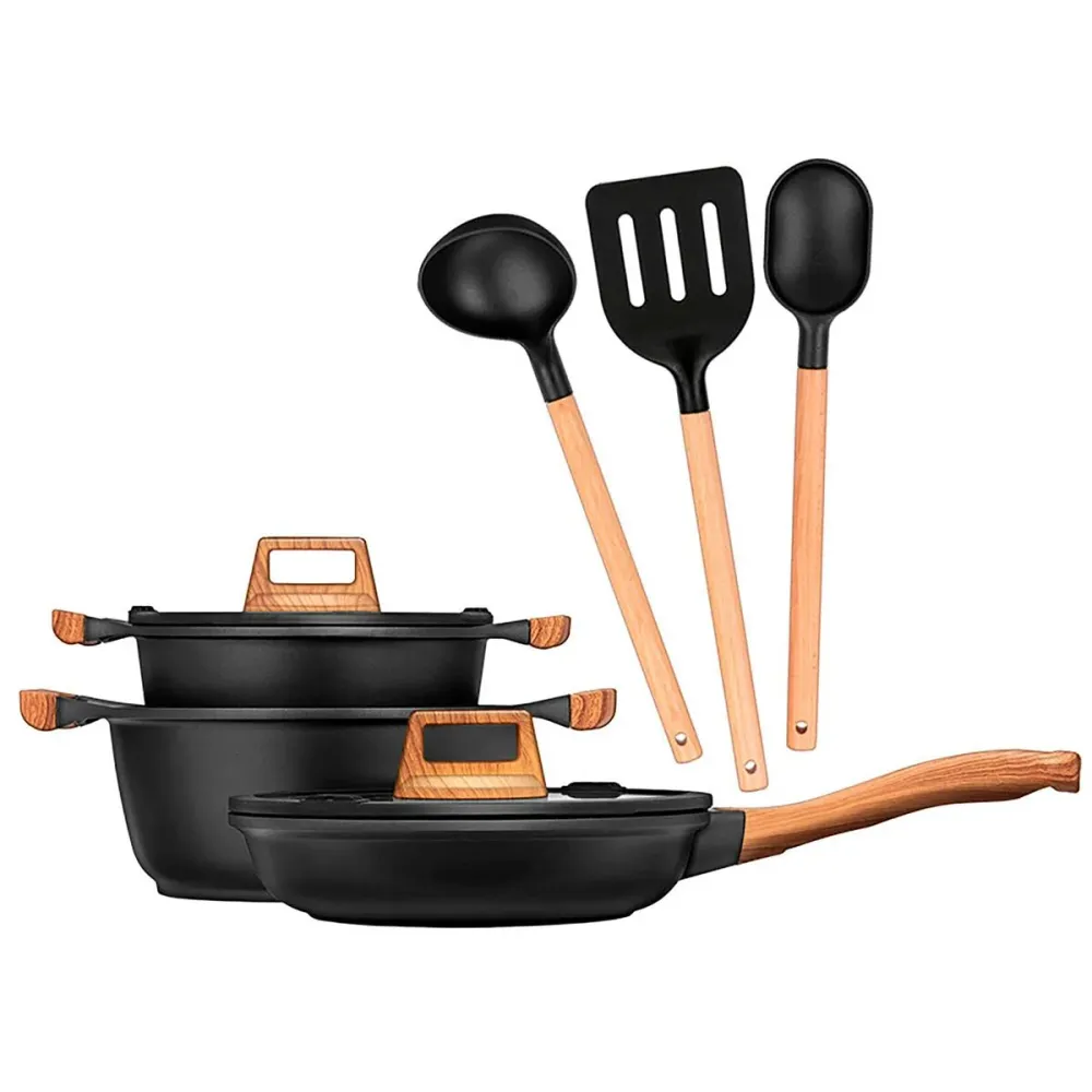Batteria da Cucina Smile MGK-23 Nero Legno 7 Pezzi
