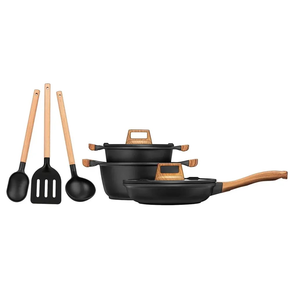 Batteria da Cucina Smile MGK-23 Nero Legno 7 Pezzi