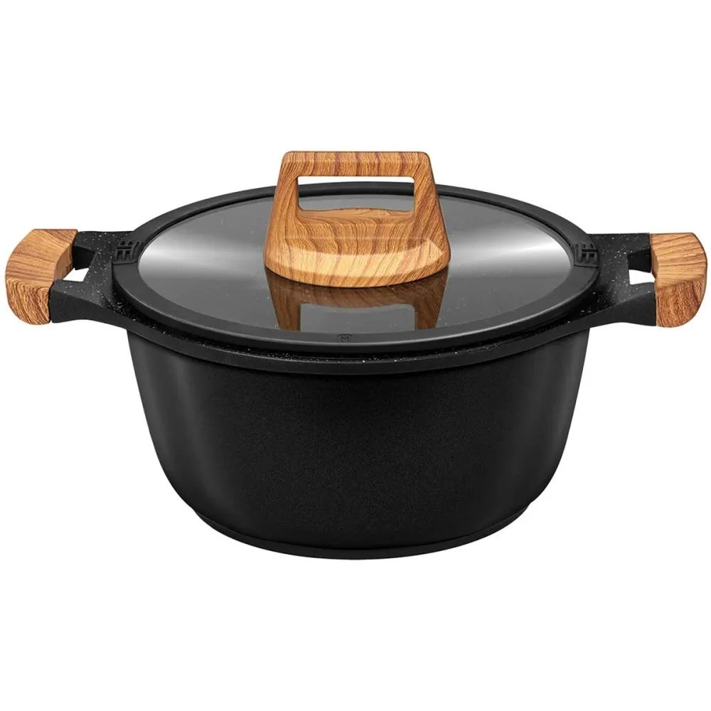 Batteria da Cucina Smile MGK-23 Nero Legno 7 Pezzi