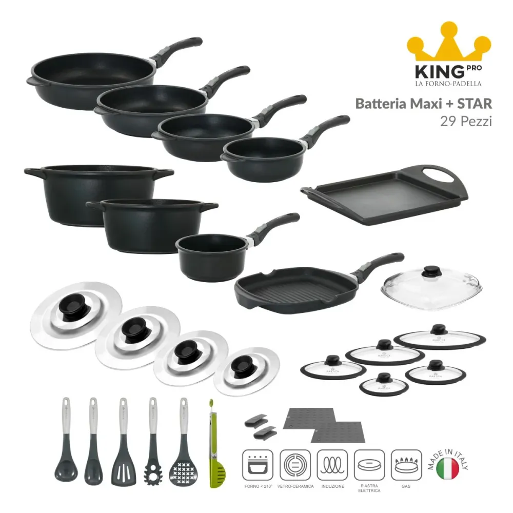Batteria pentole induzione antiaderente maxi - King Pro Star