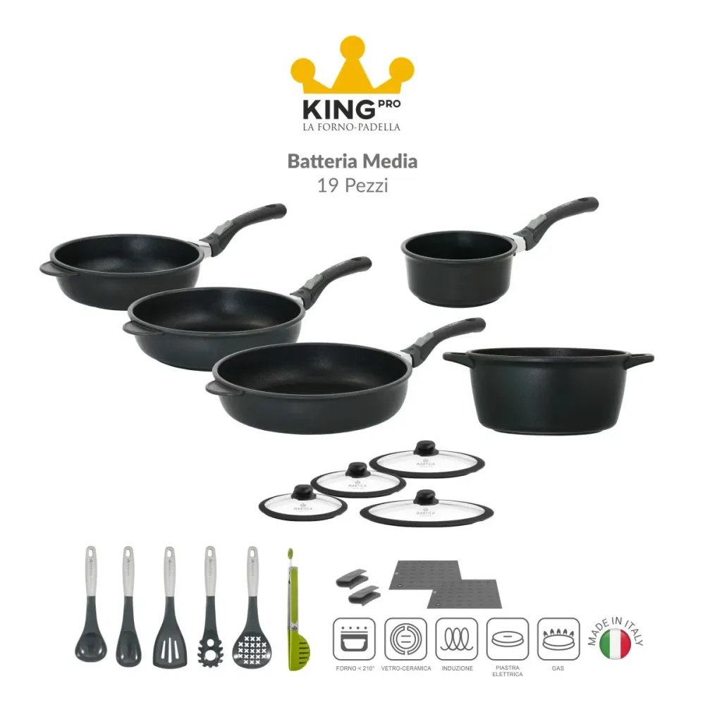 Batteria pentole induzione antiaderente media - King Pro