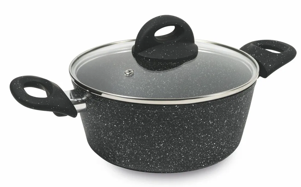 Batteria di Pentole 7 Pezzi Alluminio Antiaderente Induzione Effetto Pietra Villa du0026#39;Este Home Tivoli Galaxy