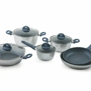 Batteria di Pentole 10 Pezzi Alluminio Antiaderente Villa du0026#39;Este Home Tivoli Chrome