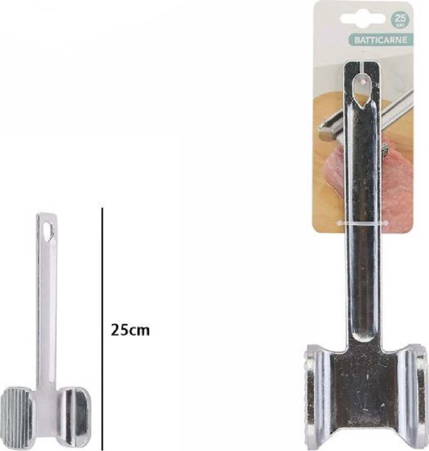 Batticarne Quadrato Martello Carne Batte Carne Bistecca Doppia Faccia 25cm 74188