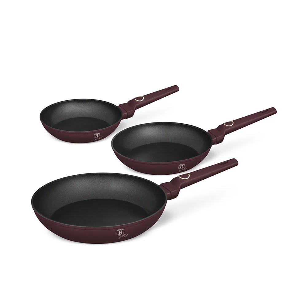 Berlinger Haus Bratpannen Haus Set 3-partite Ø 20/24/28 cm Matt Bordeaux Collezione Leonardo