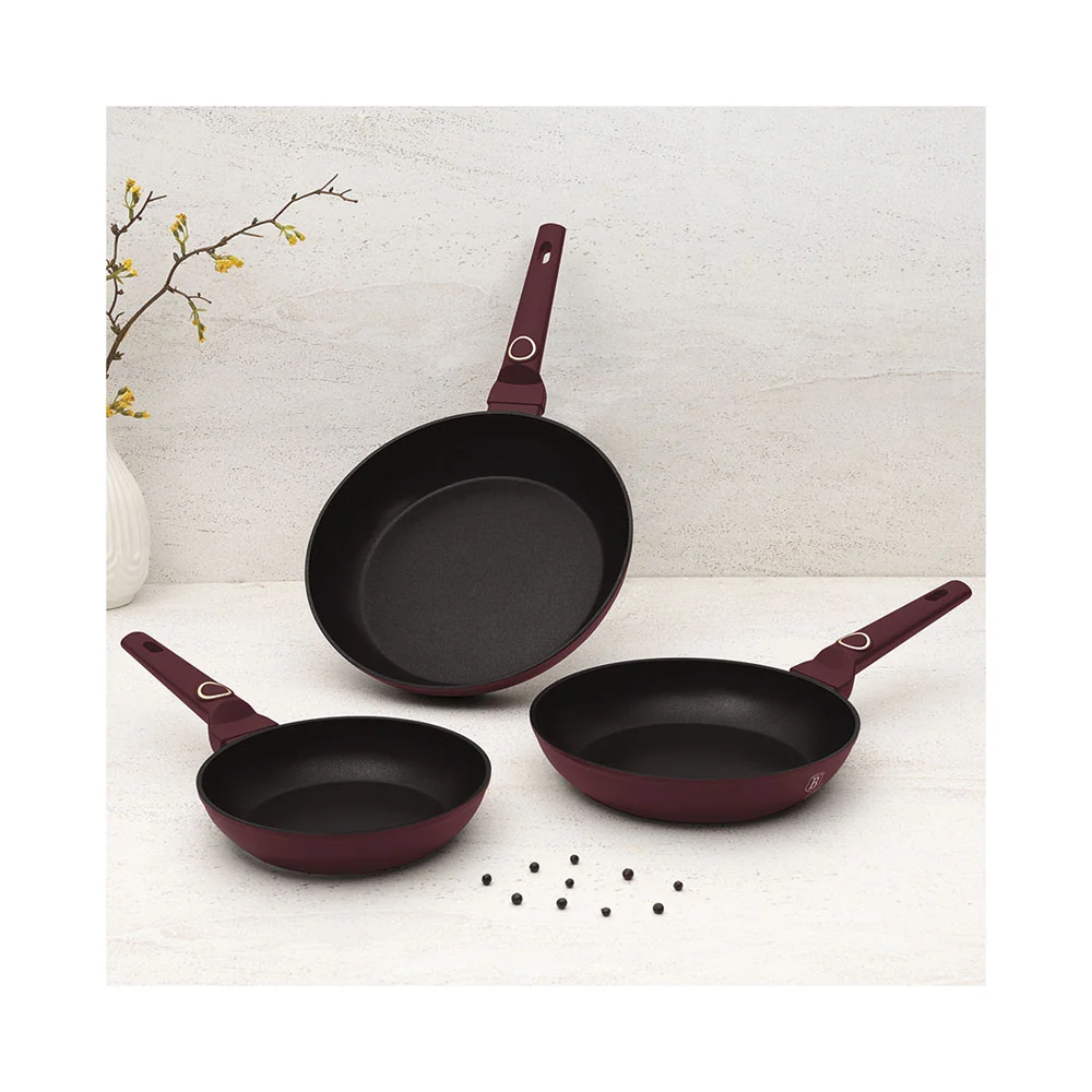 Berlinger Haus Bratpannen Haus Set 3-partite Ø 20/24/28 cm Matt Bordeaux Collezione Leonardo