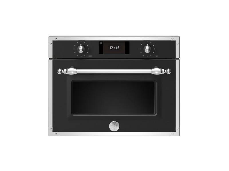Ⓜ️🔵🔵🔵 BERTAZZONI F457HERMWTNE - Forno Microonde Combinato, 60x45 cm, Nero, Serie Heritage, Display TFT, 7 Funzioni