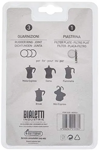 Bialetti 0800001 3 Guarnizioni e 1 Piastrina, 1 Tazza, multi