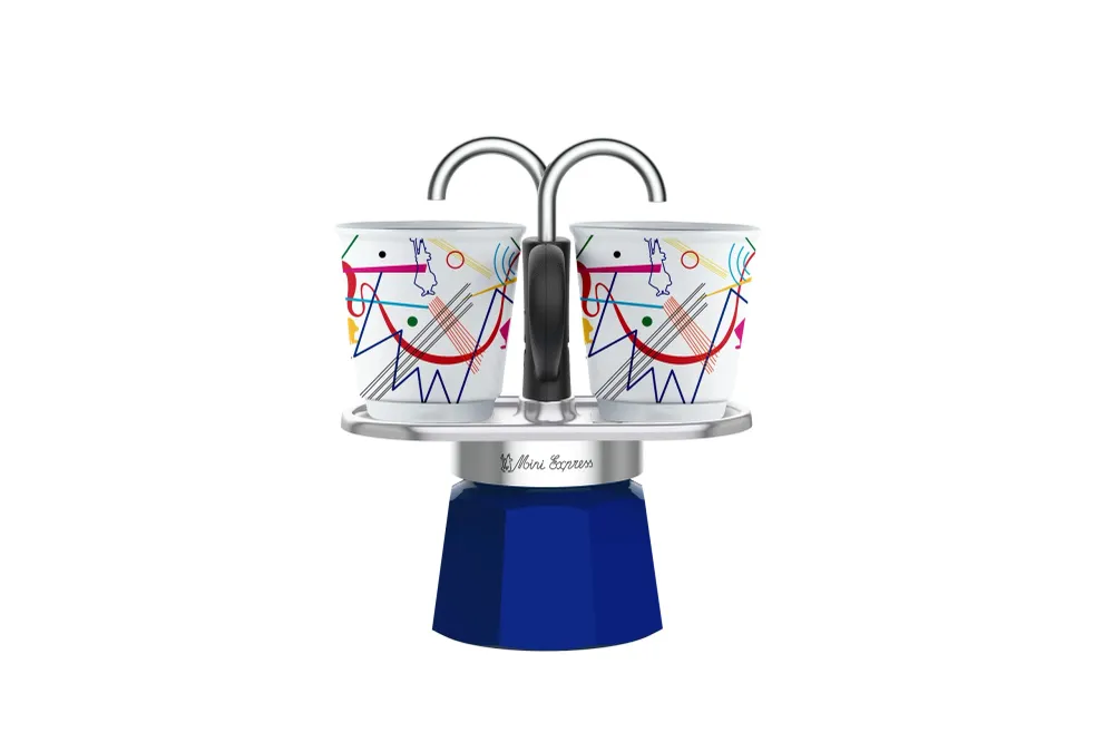 Bialetti Mini Express Kandisky, tazza + 2 bicchierini da liquore, caffettiera, alluminio