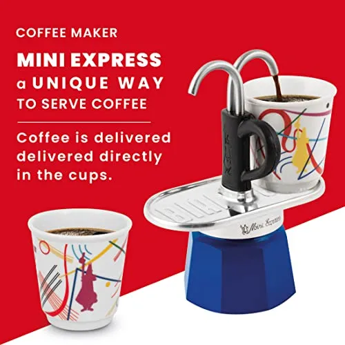 Bialetti Mini Express Kandisky, tazza + 2 bicchierini da liquore, caffettiera, alluminio