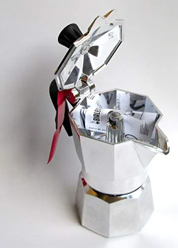 Bialetti Mokina Caffettiera Alluminio, Tazze 0,5, Argento, 13x6.5x12 cm
