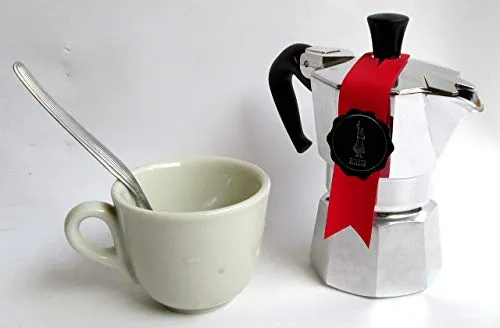 Bialetti Mokina Caffettiera Alluminio, Tazze 0,5, Argento, 13x6.5x12 cm