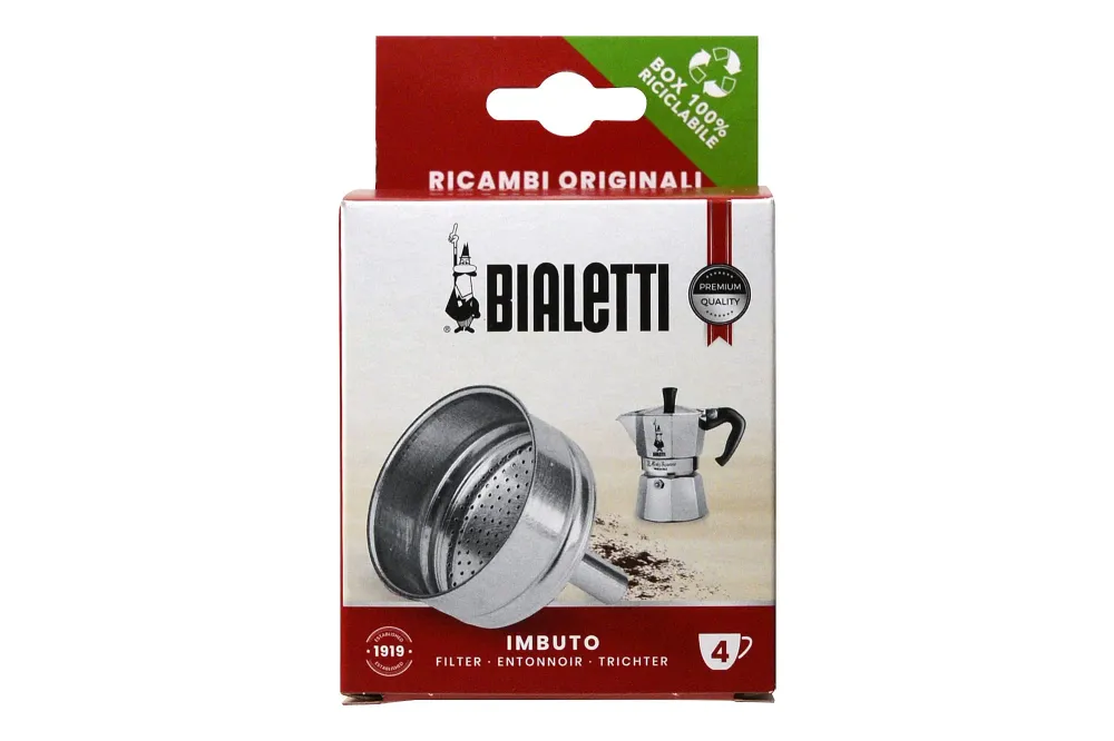 Bialetti Ricambi, Include 1 Filtro Imbuto, Compatibile con Moka Express Bialetti 4 tazze