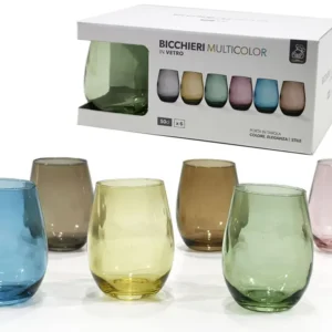 Bicchiere vetro 50cl trasparente colorato - Gusto Casa