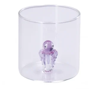 Bicchiere vetro con decoro polipo interno 3d | rohome