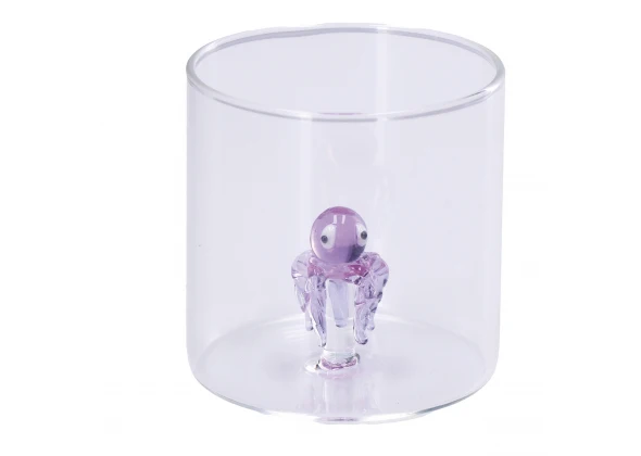 Bicchiere vetro con decoro polipo interno 3d | rohome