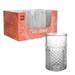 Bicchiere vetro trasparente ambar alto 45cl set da 6