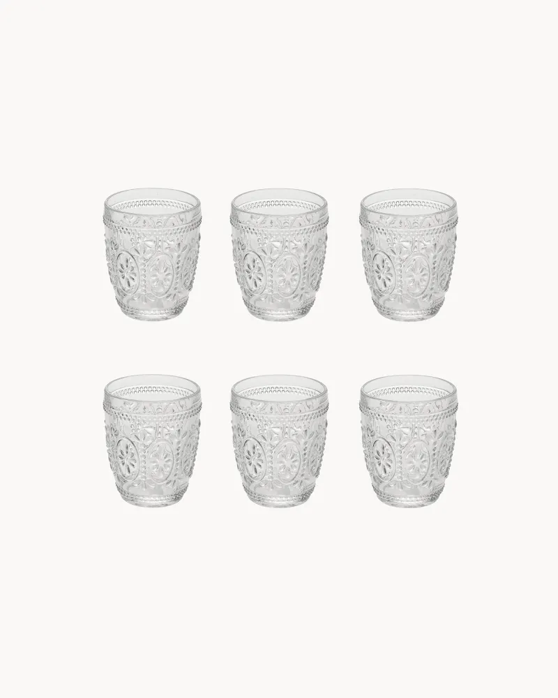 Bicchieri acqua vetro decorato rilievo Imperial