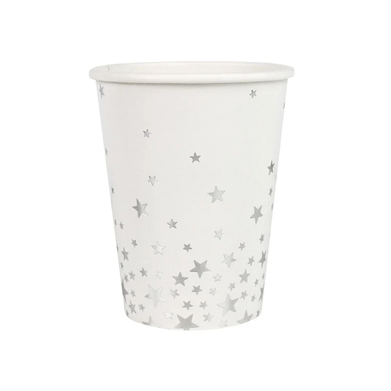 Bicchieri di Carta Bianchi Stelle Argento