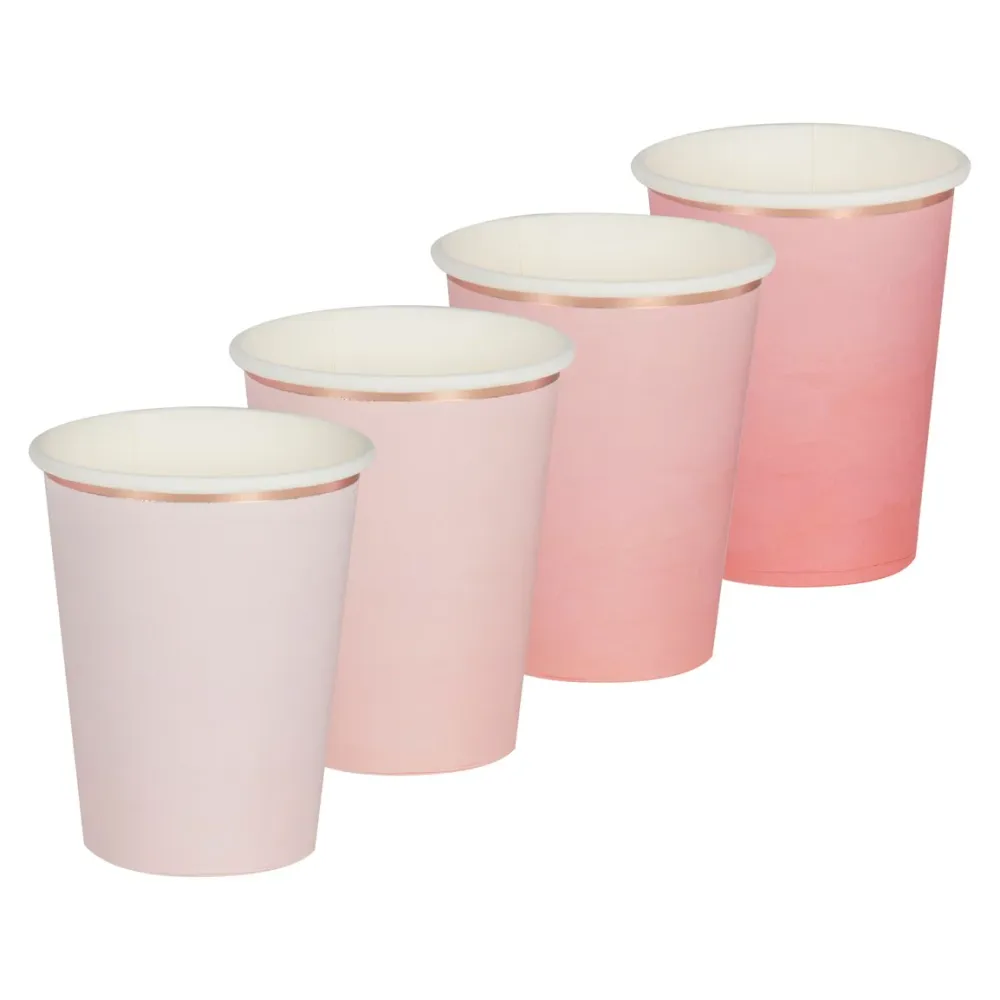 8 bicchieri carta - mix rosa sfumati