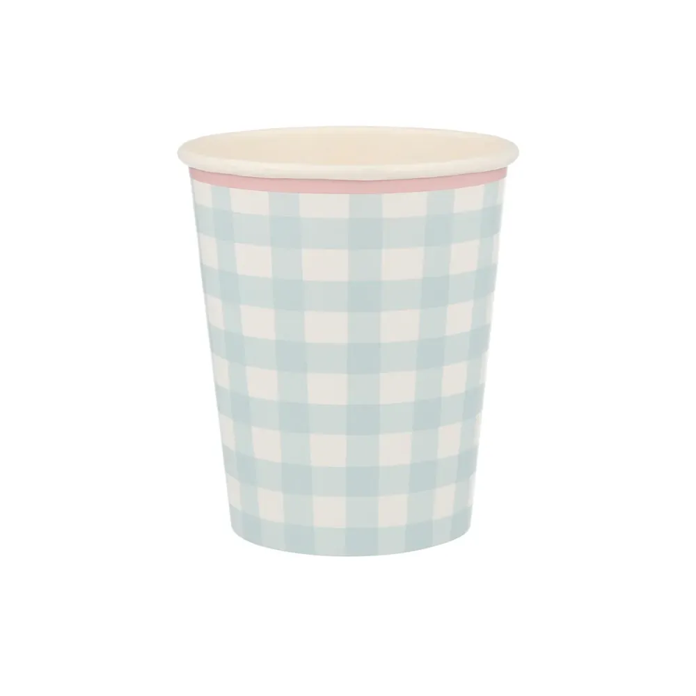 12 bicchieri carta - quadretti pastello
