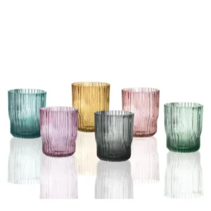 Bicchieri plisset set 6 pz colori assortiti vetro Brandani