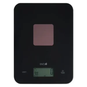 Bilancia da cucina EVA solare digitale vetro nero 15 kg/1 g 23x17x20 cm