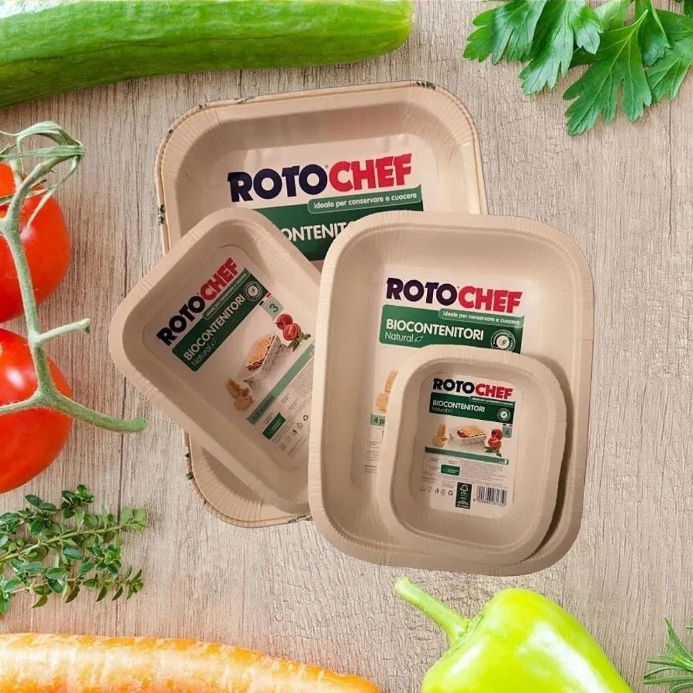 Biocontenitori con coperchio 4 porzioni, 2 pz - Rotofresh Rotochef