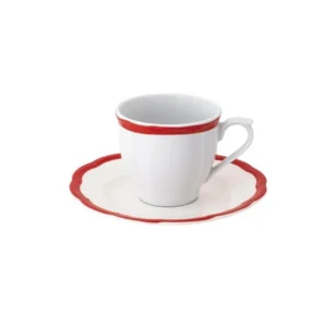 Bitossi Home Petalo Set 6 pz Tazzina caffè con piattino Bordo Rosso