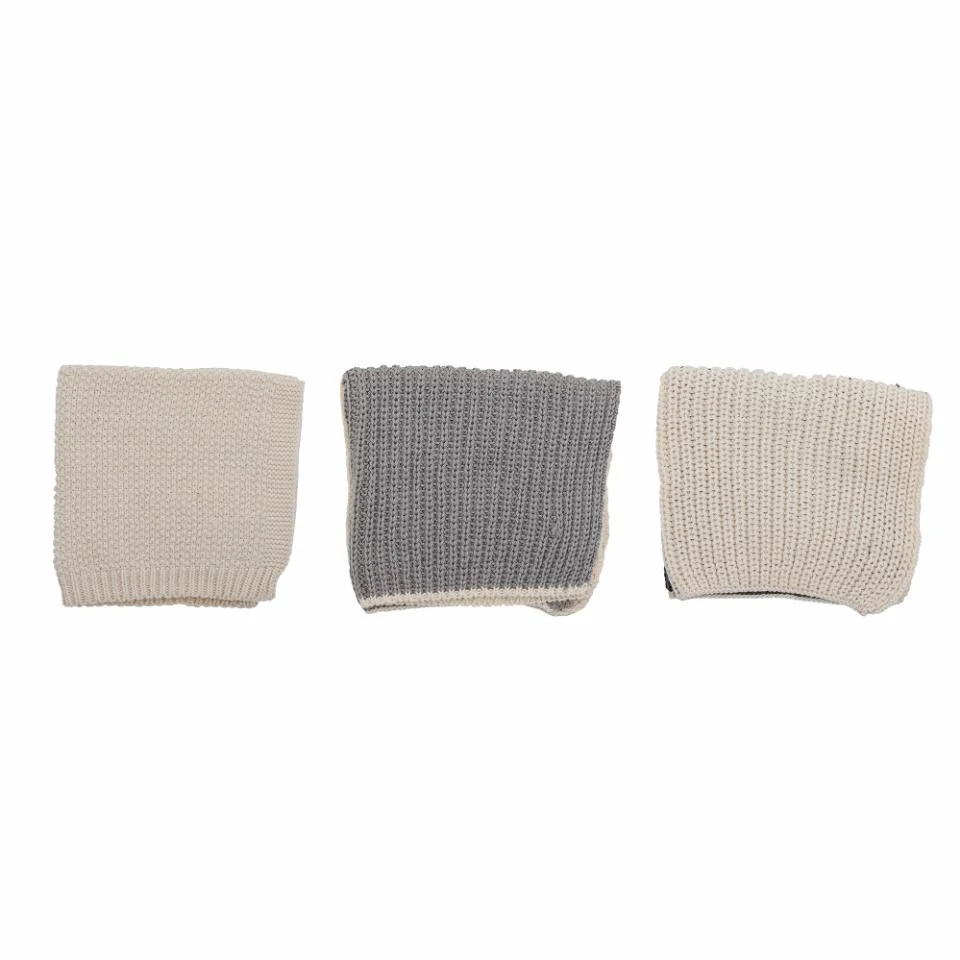 Bloomingville Panno per piatti Odette – Grigio – 27 × 27 cm – Cotone – Set da 3