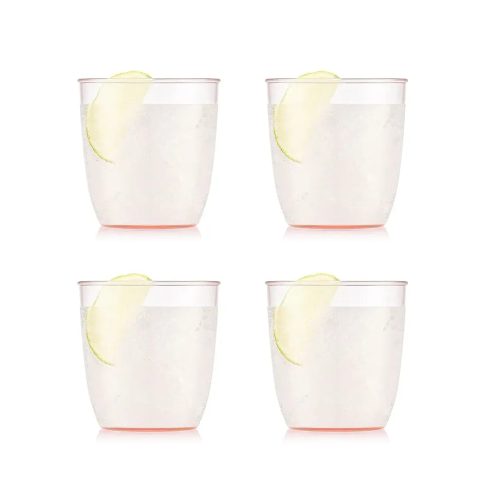 Bodum Bicchieri KVADRANT – set da 4, 200 ml, 7,3 × 7,2 × 7,3 cm, plastica, rosa, impilabili