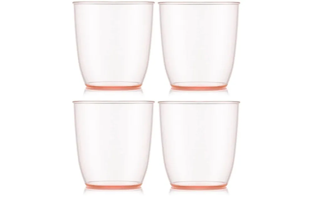 Bodum Bicchieri KVADRANT – set da 4, 200 ml, 7,3 × 7,2 × 7,3 cm, plastica, rosa, impilabili