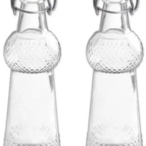 2 Bottiglia Bottiglie Bottigliette Vetro Con Meccanico Con Guarnizione 75ml