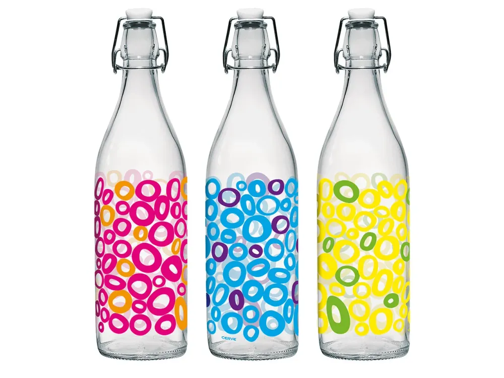 Bottiglia linea lory con decorazioni play da 1lt con tappo bianco 3 assortimenti