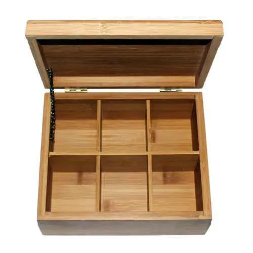 Box Porta Te' Thea Dolci Legno Di Bamboo 6 Posti Scatola Porta Oggetti Cucito