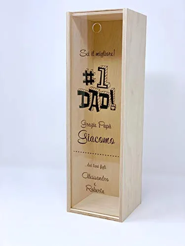 BPAPER Cassetta portabottiglia Legno di Betulla Personalizzabile con Coperchio plexiglass Trasparente Scorrevole - Contien...