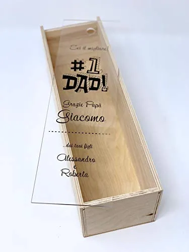 BPAPER Cassetta portabottiglia Legno di Betulla Personalizzabile con Coperchio plexiglass Trasparente Scorrevole - Contien...