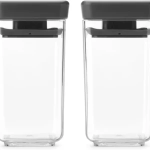 Brabantia TASTY+ Mini Set di contenitori impilabili Ermetici per spezie Dark Grey - 0,15L
