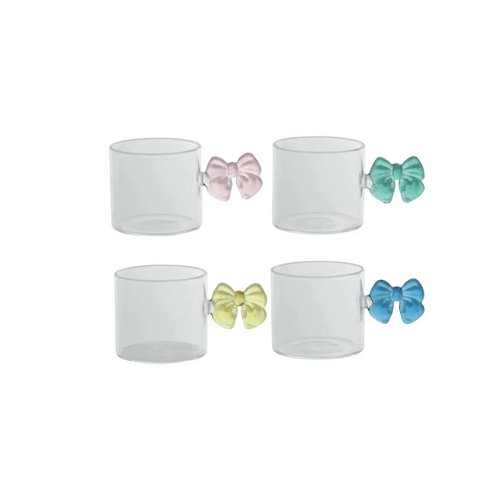 BRANDANI Tazzina Fiocco Colori Assortiti Set 4 Pezzi Vetro 120ml