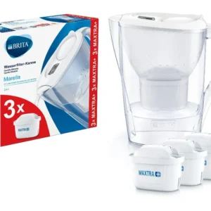 Brita Marella - Caraffa Filtrante per Acqua, Kit 3 Filtri Maxtra+ Inclusi