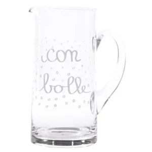 BROCCA VETRO SOFFIATO CON SCRITTA " CON BOLLE" LT,1,2