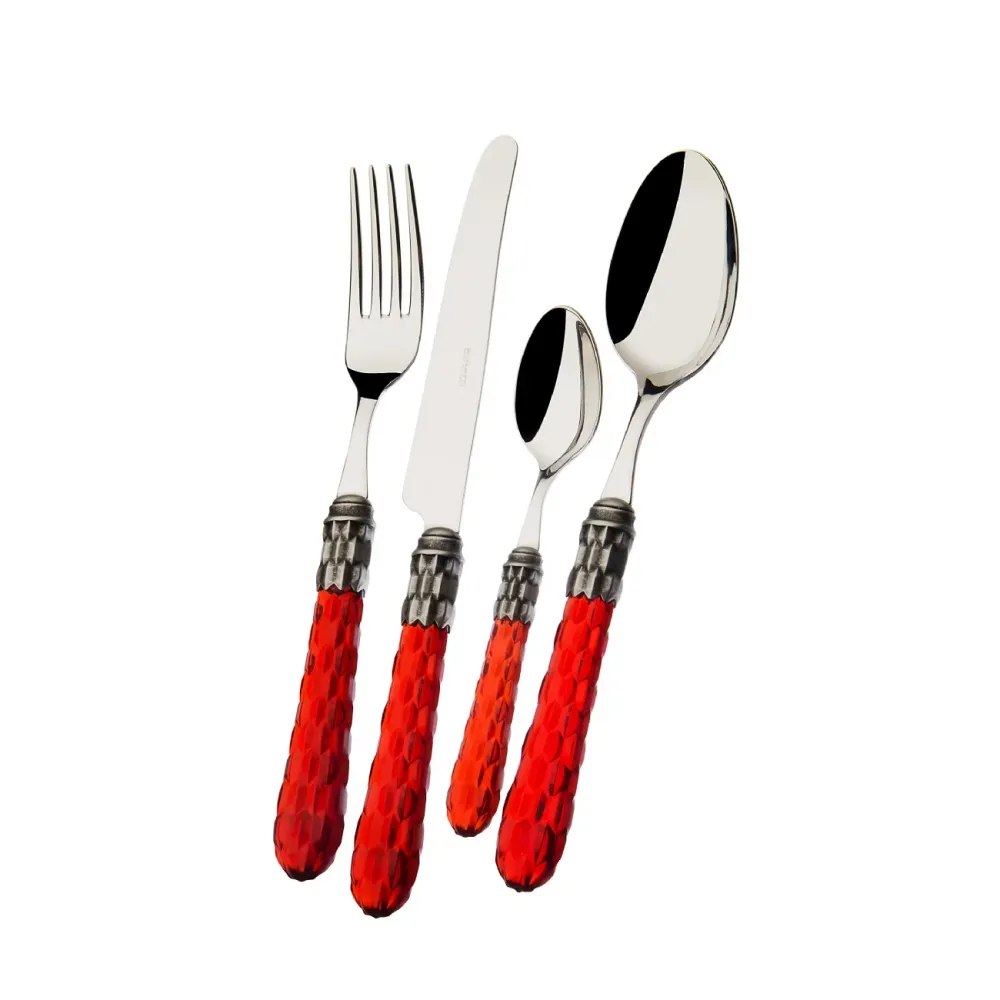 BUGATTI Cristallo Set posate 24 pezzi Ghiera Argentata Antica Bordeaux