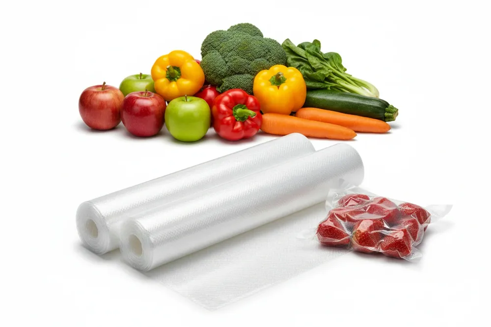 Buste Sottovuoto Per Alimenti Rotolo- - Cm.20X6Mt. Confezione Da 2 Rotoli - 1 Confezione Xtra